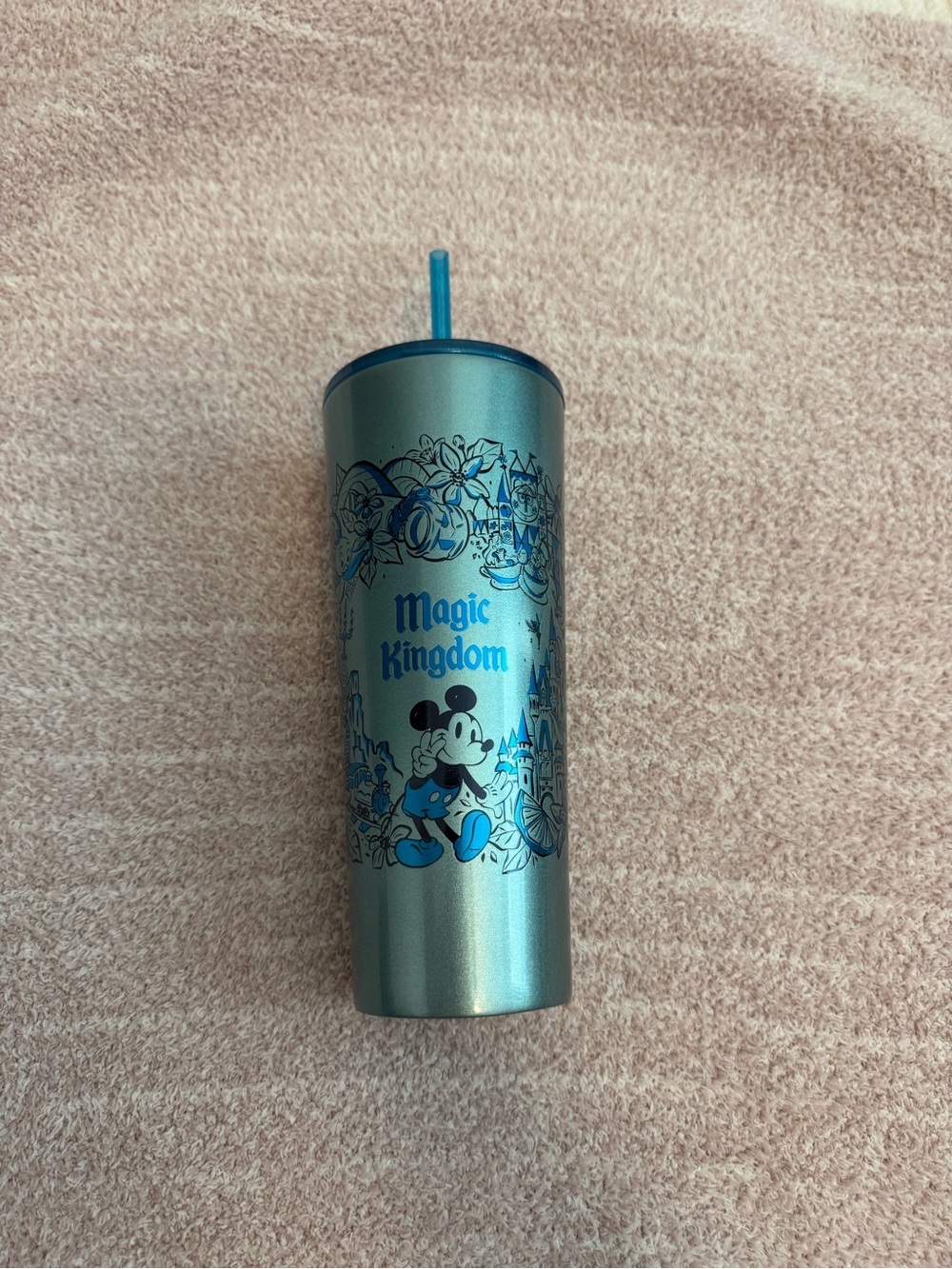 Disney Metallic Blue Magic Kingdom Mickey Tumbler with Straw